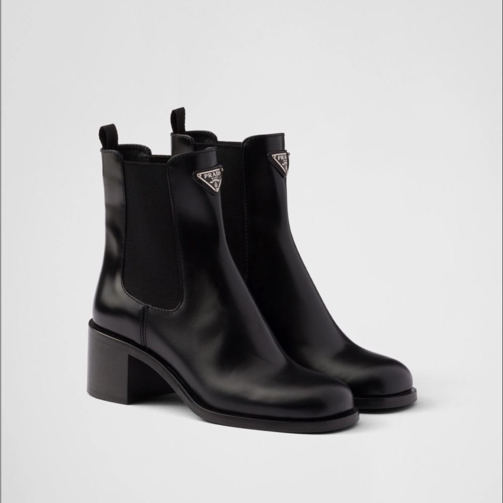 Prada brushed leather booties size 37